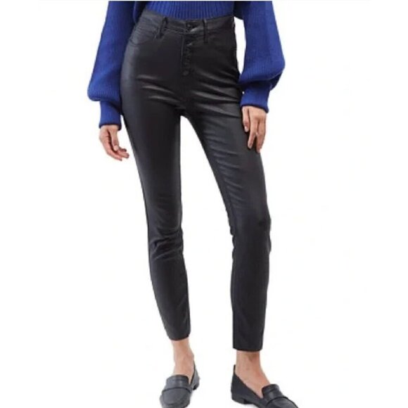 Oat New York Pants - OAT NYC Faux Leather High Rise Skinny Ankle Casual Pants Button Fly Black SZ 32W
